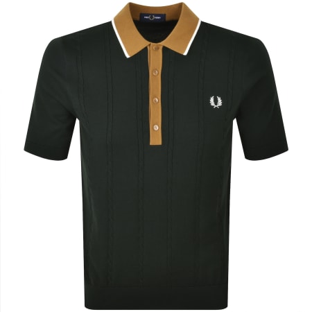 Fred Perry Cable Knit Polo Shirt Green | Mainline Menswear us